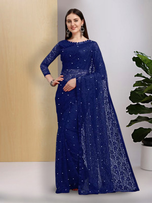 Amavii Embroidered Bollywood Net Saree(Blue)