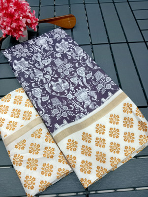 PRTRENDZ Printed Kanjivaram Pure Silk, Cotton Silk Saree(Magenta)