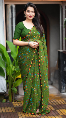 KalaMandirsari Printed Bollywood Georgette Saree(Green)