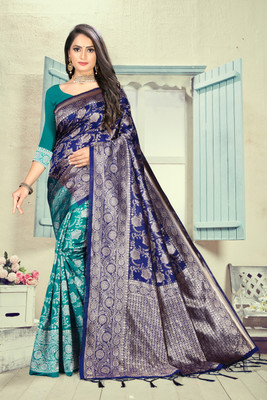 Vastram Enterprise Self Design Banarasi Silk Blend Saree(Multicolor)