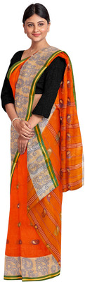 dreamy textiles hub Woven Tant Pure Cotton Saree(Orange)