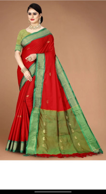 Mortal Textile Animal Print Assam Silk Cotton Silk Saree(Orange)