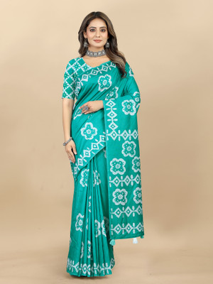 INITHI Hand Painted Bollywood Chanderi Saree(Light Green)