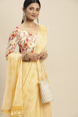 Divastri Embellished Bollywood Chiffon Saree(Yellow)