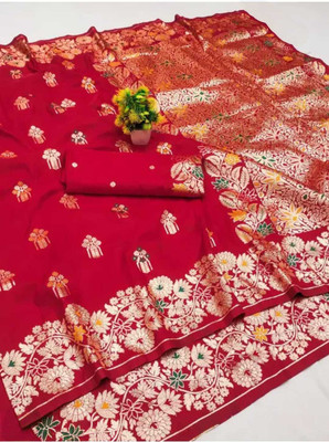 HOUSEOFDREAM Printed Banarasi Art Silk Saree(Green)