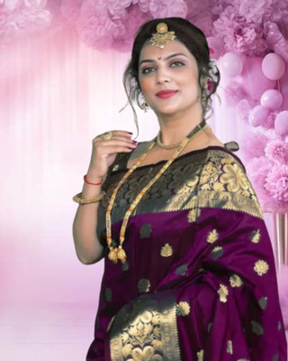 JAYAMENTERPRISE Embroidered, Self Design Bollywood Jacquard Saree(Purple)