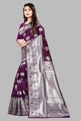 sarisa Woven, Self Design, Embellished Banarasi Art Silk, Jacquard Saree(Magenta)