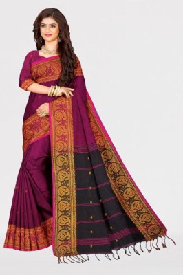 Sulekha Handloom Woven Handloom Cotton Blend Saree(Magenta)