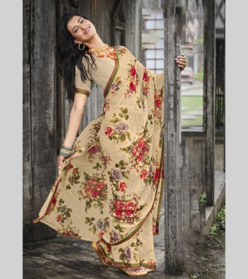 Laxmipati Printed Bollywood Georgette Saree(Beige)