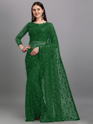 Rgtradershj Self Design Bollywood Net Saree(Light Green)