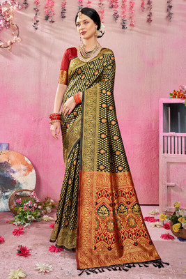Divastri Woven Banarasi Silk Blend Saree(Black)
