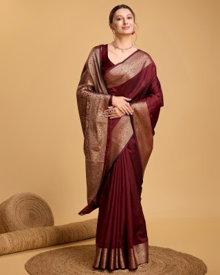 LEOSAGI Woven, Embellished Kanjivaram Pure Silk Saree(Maroon)