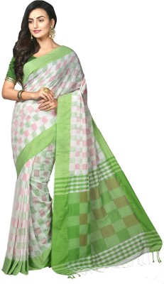 crochetin Woven Handloom Cotton Blend Saree(Multicolor)