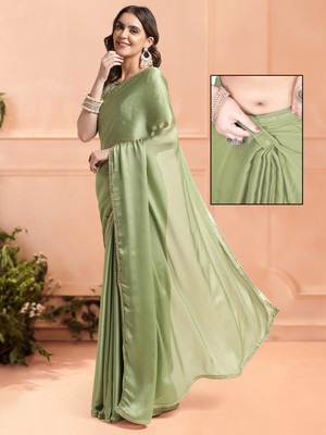 RekhaManiyar Woven, Embellished Bollywood Chiffon Saree(Light Green)