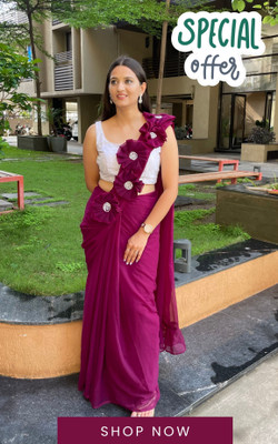 LD CREATION Self Design, Solid/Plain Bollywood Georgette Saree(Purple)