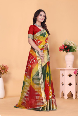 Aarunika MNT Solid/Plain Bollywood Organza Saree(Multicolor)
