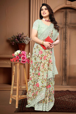 AVM SILK MILLS Embroidered Bollywood Net Saree(Multicolor)
