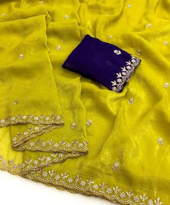 Tradivibe Dyed Bollywood Art Silk Saree(Yellow)