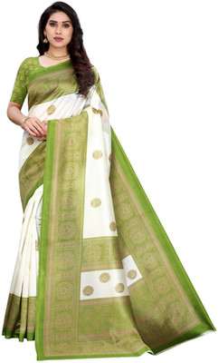 Suali Printed Kanjivaram Cotton Silk Saree(Green)