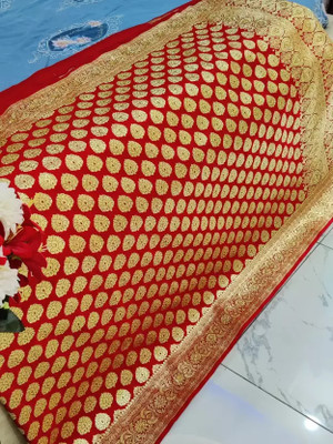 Dulhan Collection Self Design Kanjivaram Handloom Pure Silk Saree(Red)