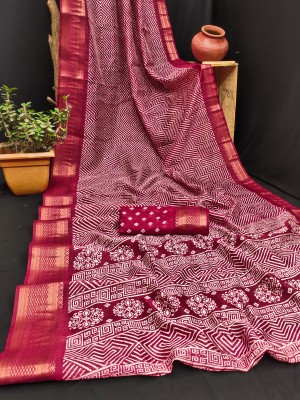 Hema Silk Mills Striped Bollywood Cotton Silk Saree(Red)