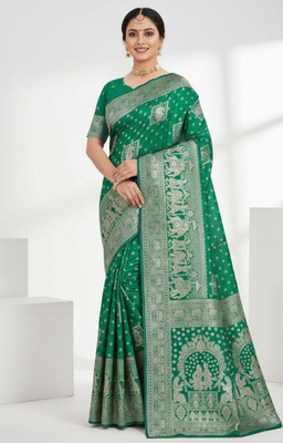 MADHAV Woven Banarasi Art Silk Saree(Green)