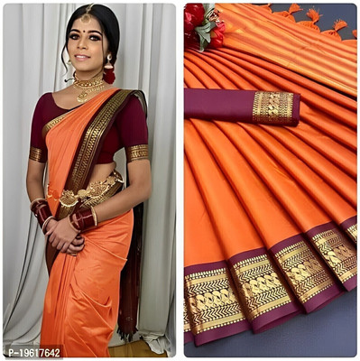 HouseOfCommon Woven Bollywood Cotton Silk Saree(Multicolor)