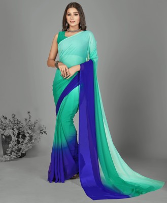 kashvi sarees Ombre Daily Wear Georgette Saree(Green, Blue)