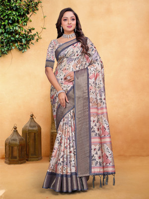 Tejal Creation Digital Print Bollywood Cotton Silk Saree(Multicolor)