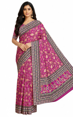 dhanjyoti Printed Chanderi Chanderi Saree(Multicolor)
