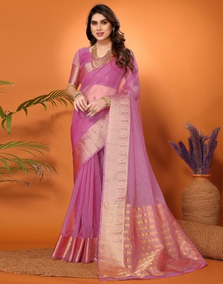 Samah Dyed, Woven, Self Design Banarasi Organza Saree(Purple)