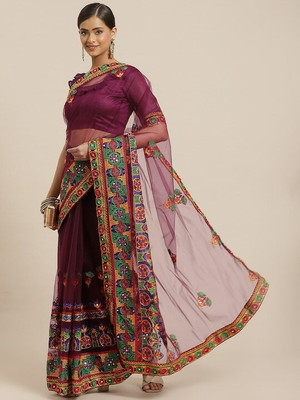 Divastri Printed Bandhani Net Saree(Purple)