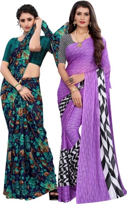 ANIRAV Printed Daily Wear Georgette Saree(Pack of 2, Multicolor)