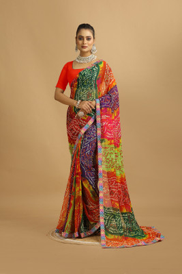 Damru trendz Digital Print Bollywood Georgette Saree(Multicolor)