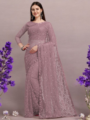 Nexxafashions Self Design Bollywood Net Saree(Purple)