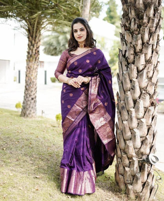 Kronzam Self Design, Woven, Temple Border Banarasi Art Silk, Jacquard Saree(Multicolor)