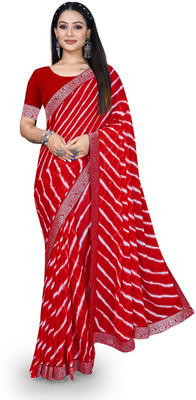 SVB Sarees Printed Leheria Georgette Saree(Green)