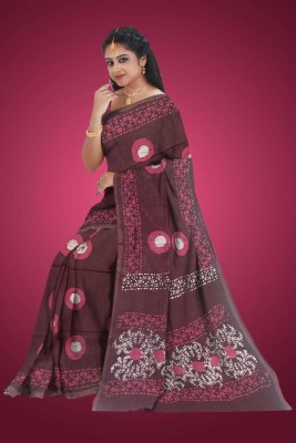 S Kart Printed Daily Wear Cotton Silk Saree(Maroon)