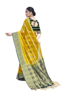 Aarunika LGF Striped Bollywood Organza Saree(Green)
