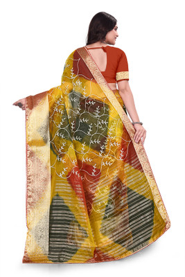 Aarunika MT Solid/Plain Bollywood Organza Saree(Multicolor)