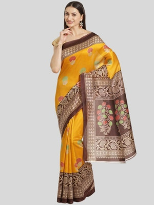 Grubstaker Printed Daily Wear Cotton Blend Saree(Multicolor)