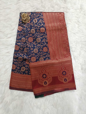 SEMORE Printed Banarasi Art Silk Saree(Blue)