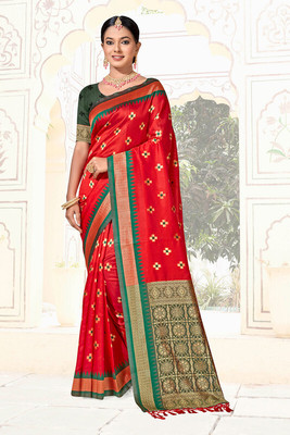 sagarika Woven Banarasi Art Silk Saree(Red)