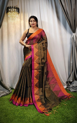 GOURISAREE Woven Tant Tissue Saree(Gold)