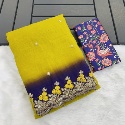 KANDORA Embroidered Bollywood Chiffon Saree(Green)