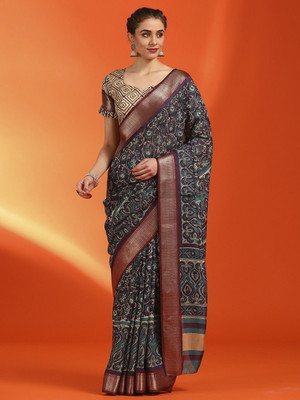 Anouk Rustic Printed Chinnalapattu Silk Blend Saree(Purple)