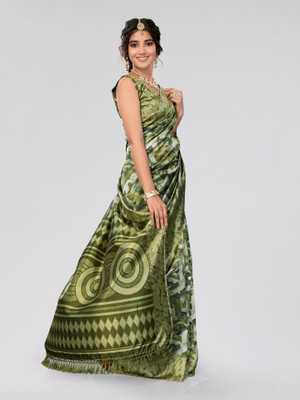Nirvaan Printed Mysore Art Silk Saree(Green)