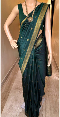 MIRMAN Woven Banarasi Pure Silk Saree(Green)