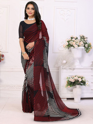 Moda Rapido Printed Daily Wear Georgette Saree(Black)