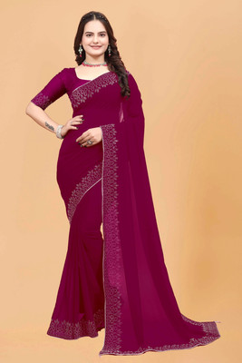meaven tex Embellished Bollywood Georgette Saree(Pink)